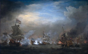 Buque de guerra Painting - batalla de texel 21 de agosto de 1673 1707
